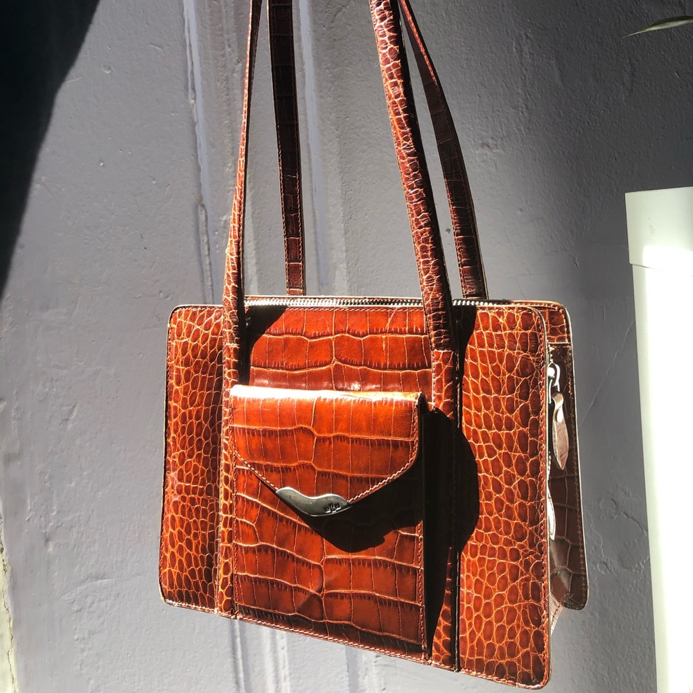 Vintage leather croc-skin Ralph Lauren bag
